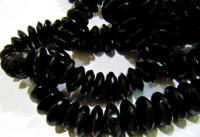 Natural Black Spinel German Cut Faceted Beads 8to12 mm Strand 8 inches Long