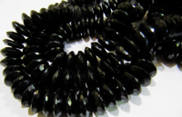 Natural Black Spinel German Cut Faceted Beads 8to12 mm Strand 8 inches Long