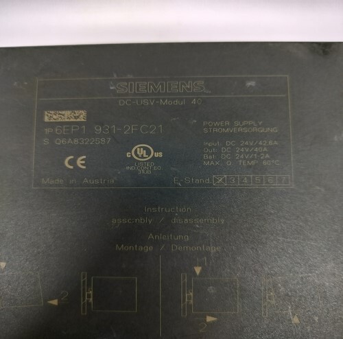 SIEMENS 6EP1-931-2FC21 POWER SUPPLY MODULE