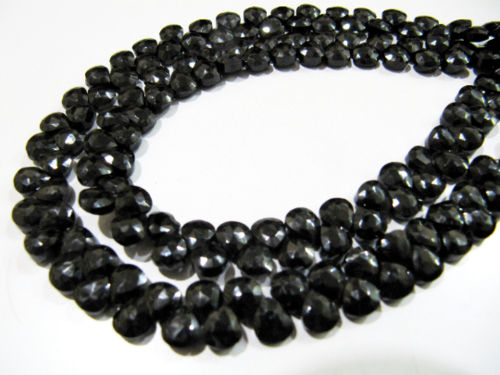 Natural Black Spinel Heart Shape Faceted 6mm Beads Strand 10 inches long