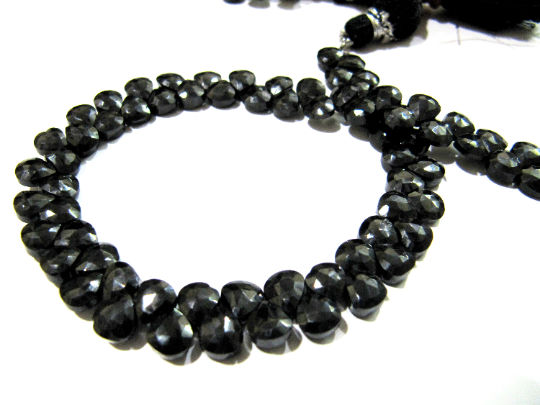 Natural Black Spinel Heart Shape Faceted 6mm Beads Strand 10 inches long