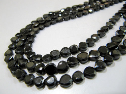 Natural Black Spinel Heart Shape Faceted 5 to 6mm Beads Strands 13 inch long