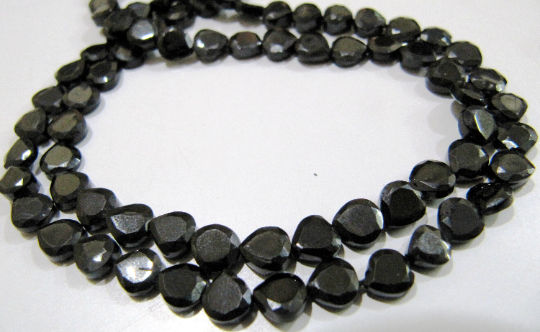 Natural Black Spinel Heart Shape Faceted 5 to 6mm Beads Strands 13 inch long