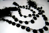 Natural Black Spinel heart Shape Faceted 8 to 10mm beads 8 inches Long