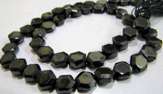 Natural Black Spinel Hexagon Shape Faceted 5 to 7mm Beads Strands 13'' long