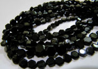 Natural Black Spinel Hexagon Shape Faceted 5 to 7mm Beads Strands 13'' long