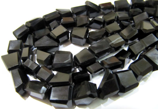 Natural Black Spinel Nugget Shape 10mm to 12mm Beads Strand 10 inches