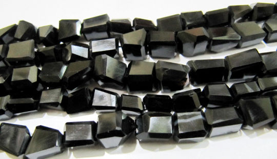 Natural Black Spinel Nugget Shape 10mm to 12mm Beads Strand 10 inches