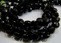 Natural Black Spinel Faceted Onion Shape 6-7mm beads Per Strand 10 inch Long