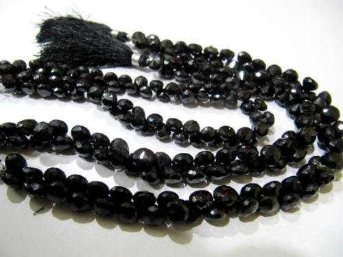 Natural Black Spinel Onion Shape Faceted 5x6mm to 7x8mm beads 10'' long