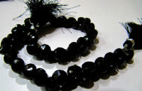 Natural Black Spinel Onion Shape Faceted 5x6mm to 7x8mm beads 10'' long