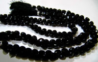 Natural Black Spinel Onion Shape Faceted 5x6mm to 7x8mm beads 10'' long