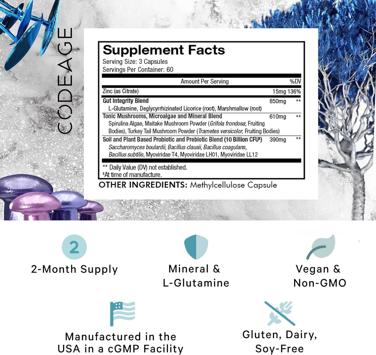 Codeage Gut Health Supplements Vegan Formula