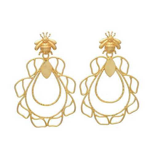 woman stylish gold plated earring