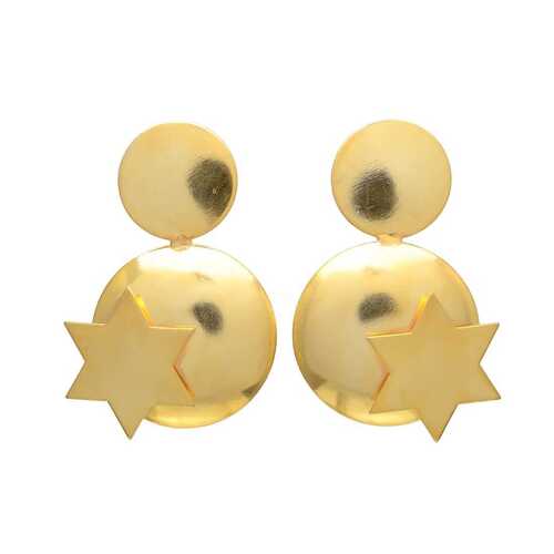 Brass stud star earring set for woman