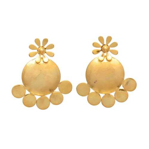 Brass stud flower earring set for woman