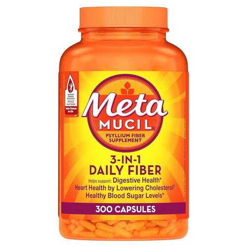 Metamucil Daily Fiber Supplement, Psyllium Husk , 300 Capsules