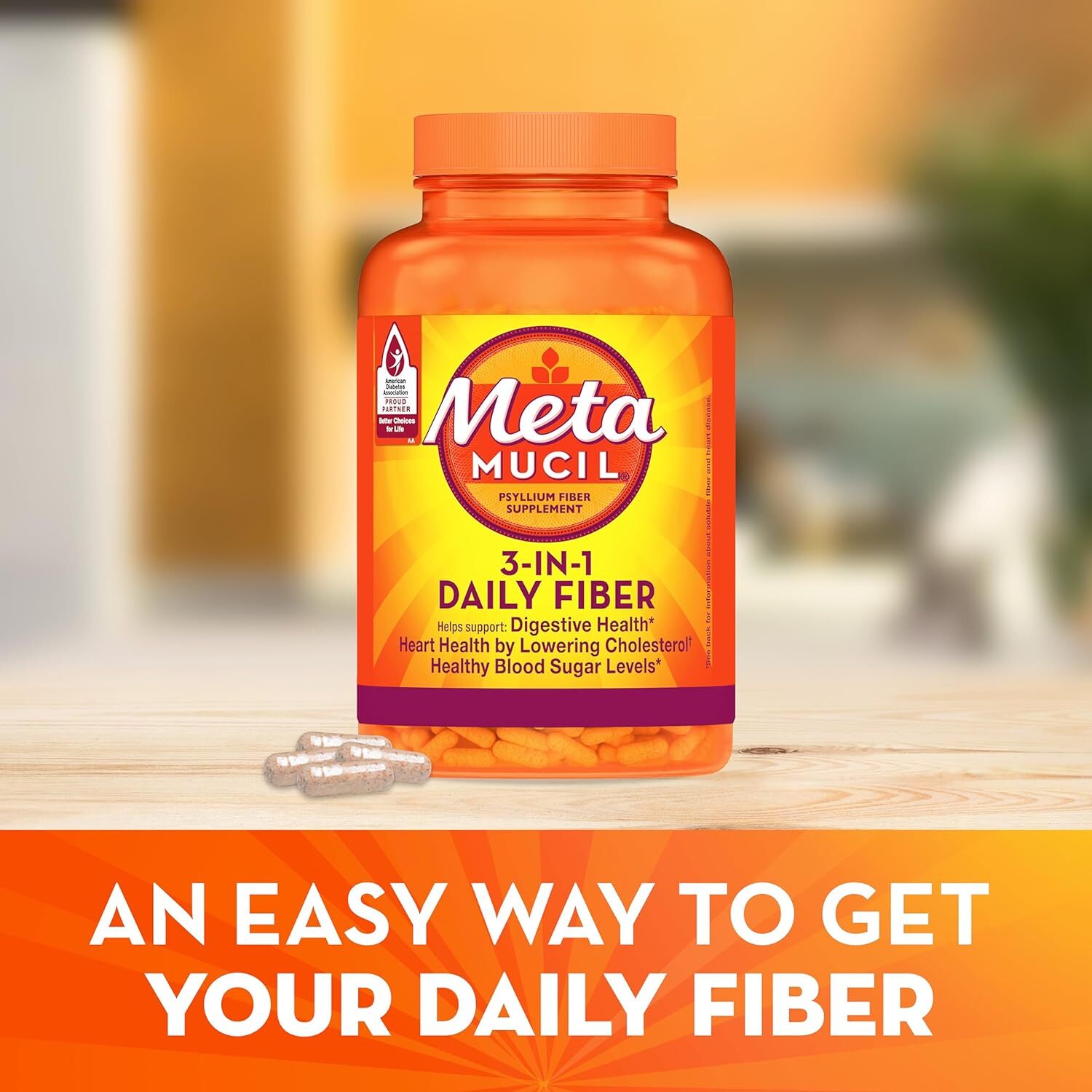 Metamucil Daily Fiber Supplement, Psyllium Husk , 300 Capsules