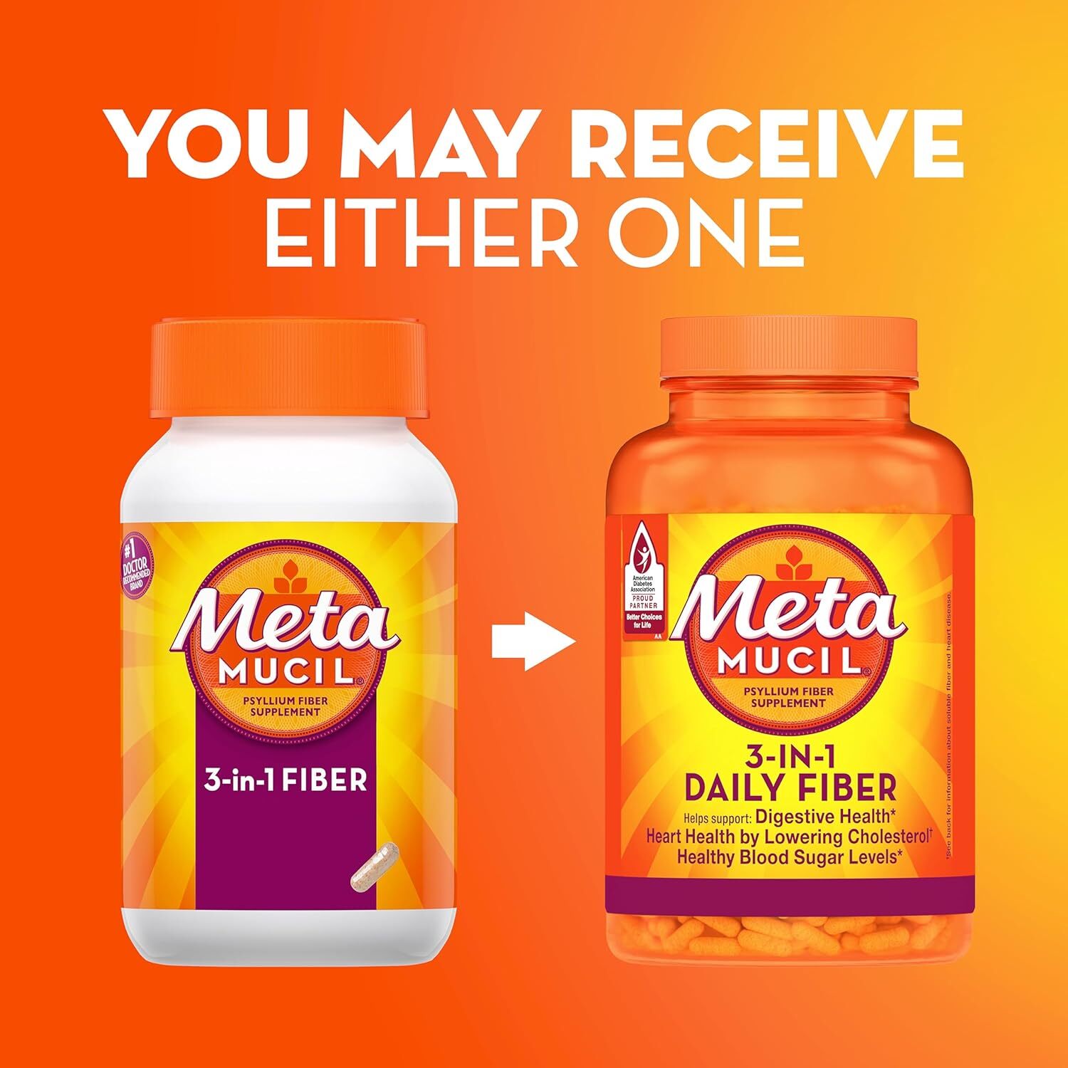 Metamucil Daily Fiber Supplement, Psyllium Husk , 300 Capsules
