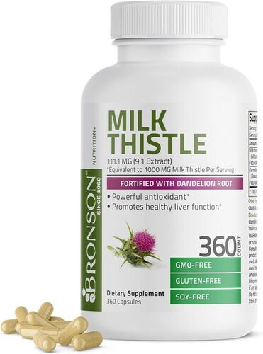 Bronson Milk Thistle Silymarin Marianum & Dandelion 60 Capsules