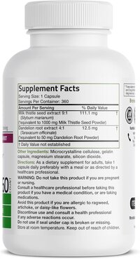Bronson Milk Thistle Silymarin Marianum & Dandelion 60 Capsules