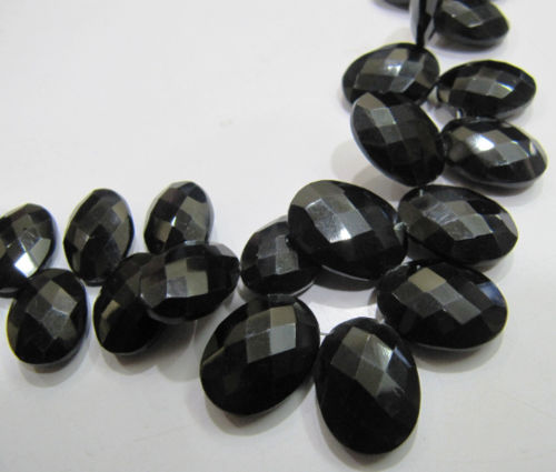 Black Spinel Oval Shape10x14mm to 12x16mm Faceted Sold Per Strand 8'' long