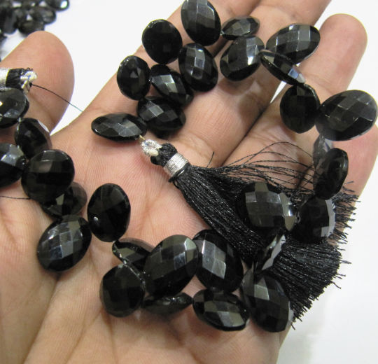 Black Spinel Oval Shape10x14mm to 12x16mm Faceted Sold Per Strand 8'' long