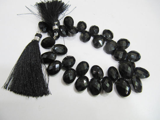 Black Spinel Oval Shape10x14mm to 12x16mm Faceted Sold Per Strand 8'' long