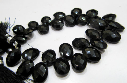 Black Spinel Oval Shape10x14mm to 12x16mm Faceted Sold Per Strand 8'' long