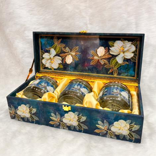 3 Jar Dry Fruit Box With Leaf