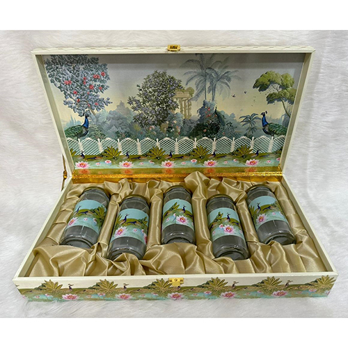 5 Jar Printed Wooden Dry Fruit Box