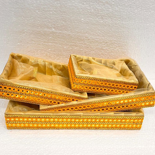 Golden Wooden Gift Hamper Set Of 4