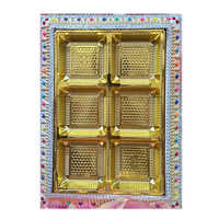 Mdf 1-6 Partition Square Tray - Mdf Material, 1/6 Inch Size, Multi-color Design | Customizable Logo, Ideal For Elegant Gift Hamper Presentations