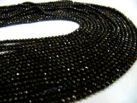 Natural Black Spinel Golden Coated 2mm Rondelle Faceted strand of 13'' Long