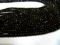 Natural Black Spinel Golden Coated 2mm Rondelle Faceted strand of 13'' Long