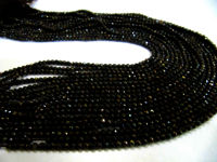 Natural Black Spinel Golden Coated 2mm Rondelle Faceted strand of 13'' Long