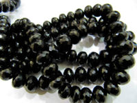 Natural Black Spinel Rondelle Faceted Beads 8 to 12mm Strand 8 inches Long