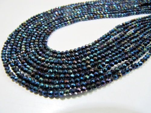 Natural Black Spinel 3mm Rondelle Faceted Beads Strand 13''long