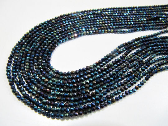 Natural Black Spinel 3mm Rondelle Faceted Beads Strand 13''long