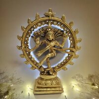 Aakrati Natraj (lord Shiva) With Turquoise Coral Stone Work Decorative Showpiece - 6.5 Cm  (brass, Yellow) - Color: Yellow