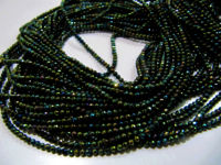 Black Spinel Beads 3mm Rondelle Faceted Peacock Coated Strand 13 inch long