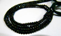 Black Spinel Beads 3mm Rondelle Faceted Peacock Coated Strand 13 inch long