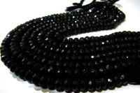 Natural Black Spinel Rondelle Faceted 7mm to 8mm beads 8 inches long