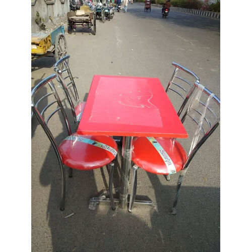 Red Stainless Steel Restaurant Table Chair Set