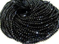 Natural Black Spinel Rondelle Faceted Beads 4mm Strand 13 inches Long