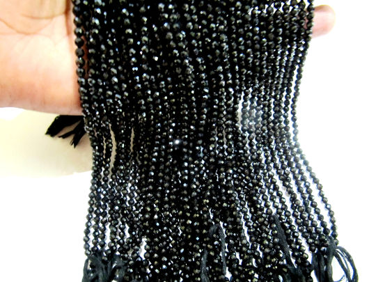 Natural Black Spinel Rondelle Faceted Beads 4mm Strand 13 inches Long