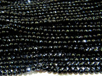 Natural Black Spinel Rondelle Faceted Beads 4mm Strand 13 inches Long