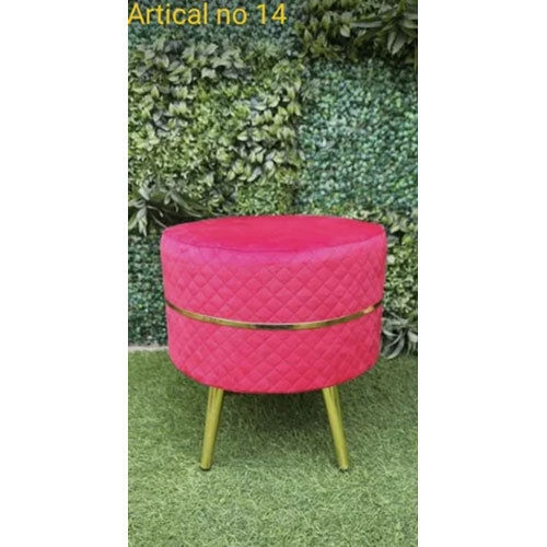 Pink Round Velvet Sofa Stool