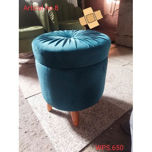 Blue Velvet Sofa Stool