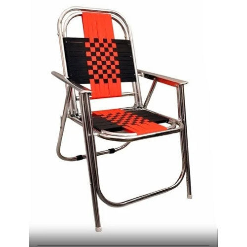 Orange And Black Stainless Steel Armrest Foldable Chair